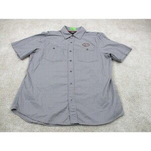 Harley Davidson Shirt Men Large Gray Casual Button Up Mechanic Motorcycle Biker*